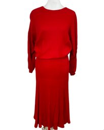 Christine Albert Red Knit Sweater & Skirt Set Size Small/Medium