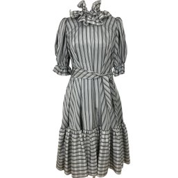 Harold Levine Boutique Vintage Gray Striped Dress Size 8