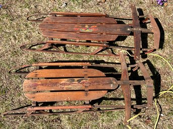 Two Vintage Flexible Flyer Snow Sleds