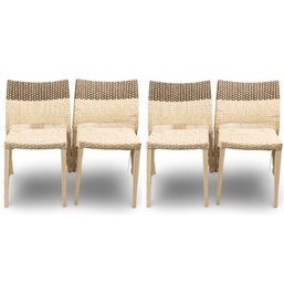 Set Of Four All Weather Basketweave Side Chairs