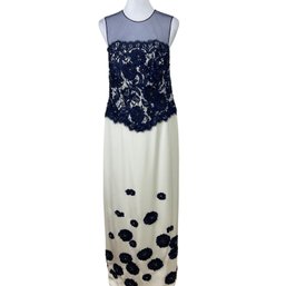 Gorgeous Akira Ivory Gown With Blue Lace