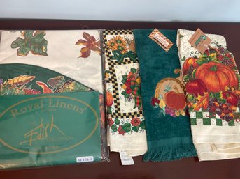 Fall Thanksgiving Tablecloth & Hand-towels New With Tags