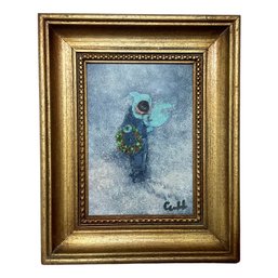 Winter Blizzard Christmas Oil Painting Signed By Artist
