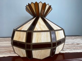 Large Vintage Stained Glass Hanging Lamp Shade 2 Of 2