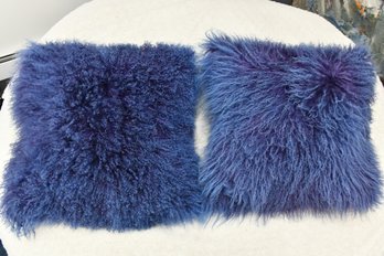 Furry Blue Pillow Pair
