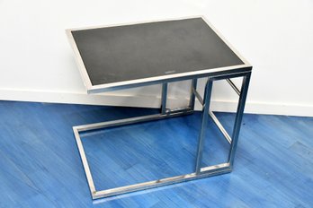 Tempered Glass Black Chrome Side Table