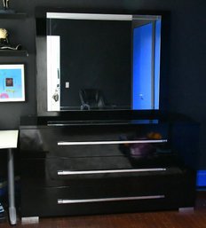 Black Lacquer Dresser With Mirror