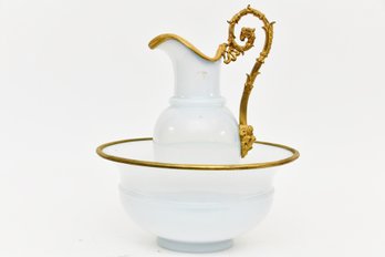 Opeline Pitcher And Bowl With Gold Gilt