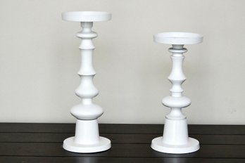 White Pillar Candle Stands