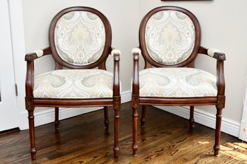 Pair Of Custom Fabric Dining Armchairs