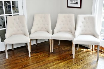 Set Of Four Tufted Nailhead Dining Chairs