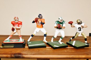 Set Of Four Quarterback Figurines - Montana, Manning, Namath, Brees