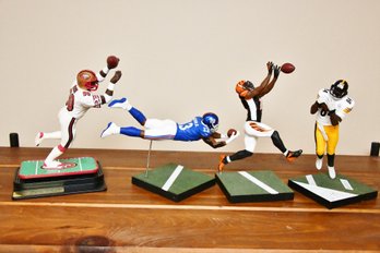 Set Of Four Football Receiver Figurines - Brown, Green, Rice, OBJ