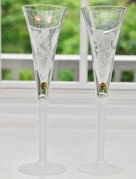 Pair Of Minnie And Mickey Mouse Ingrid Handmade Bohemian Crystal Champagne Flutes