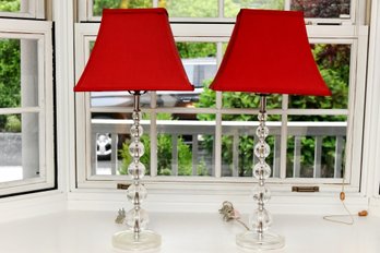 Pair Of Acrylic Stacked Ball Table Lamps