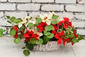 Faux Poinsetta Flower Basket