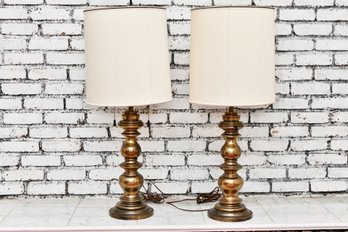 Pair Of Tall Brass Table Lamps