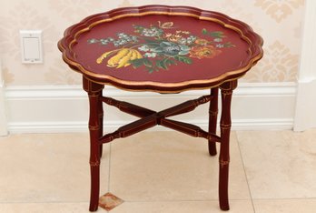 Red Hand Painted Side Table