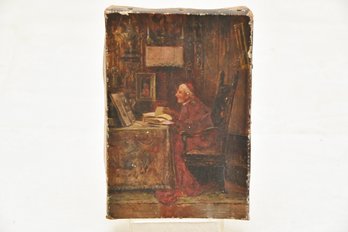 The Cardinal In His Study Vintage Paint On Canvas