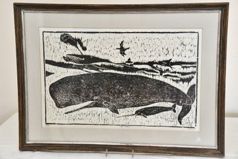 Whales Framed Limited Edition Print Signed Loomie 1974