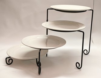 Wrought Iron 4 Arm Tiered Stand