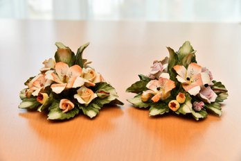 Capodimonte Porcelain Flower Candle Holders