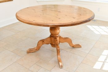 Round Pine Wood Pedestal Dining Table