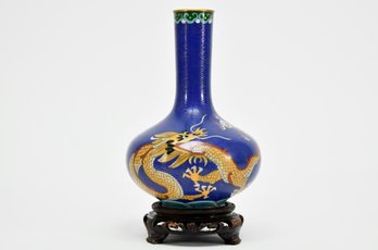 Dragon Cloisonne Vase On Stand