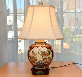 Ethan Allen Chrysanthemum Glazed Porcelain Lamp