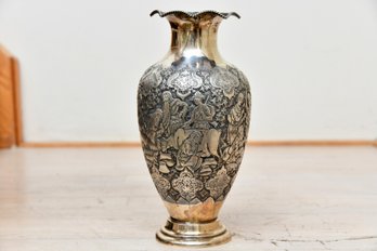 Antique Persian Sterling Silver Vase 785g