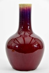 Chinese Oxblood Flambe Glazed Bottle Vase