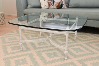 Glass Top Coffee Table With Painted Metal Base