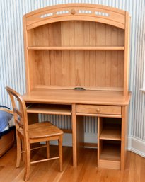 Maple Veneer Desk With Hutch And Solid Wood Chair