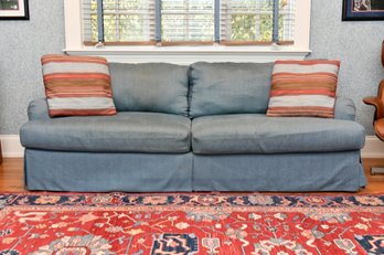 Blue Sofa With Accent Pillows