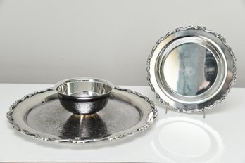 Silver Plate Chip And Dip Platter