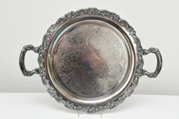 Silver Plate Oneida Round Tray With Handles