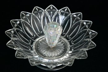 Federal Glass Petal Clear Pressed Glass With Middle Candle Holder