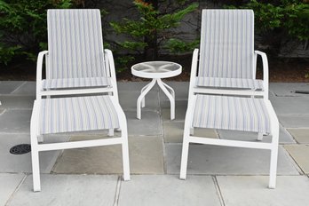 Pair Of Patio Chairs With Footrests & Side Table