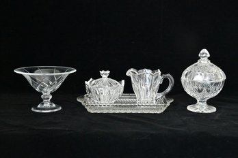 Collection Of Clear Press Glass And Crystal