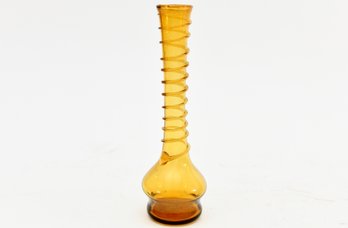 Mid Century Yellow Swirl Vase