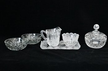 Collection Of Clear Pressed Glass And Crystal