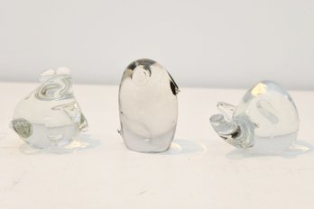 Trio Of Glass Animal Figurines