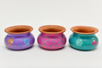 3 Signed Clay Vases