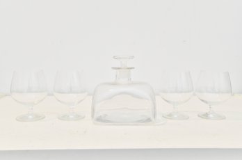 Glass Decanter With Four Brandy Glasses