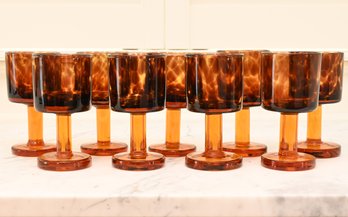 Set Of 9 Amber Glasses