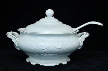 Polish Porcelain Soup Tureen With Ladle And Lid