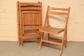 Set Of Wooden Folding Chairs