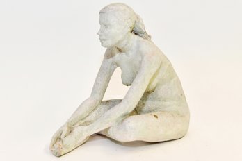Seated Nude Ceramic Sculpture By Charles Reina - Signed