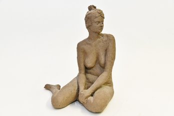 Seated Nude Ceramic Sculpture By Charles Reina - Signed