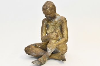 Cast Bronze Seated Nude Sculpture By Charles Reina - Signed